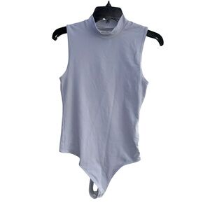 Abercrombie & Fitch High-Neck Light Gray / Blue  Bodysuit Size Small